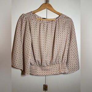 Ann Taylor Geometric Print Blouse in Cream and Black